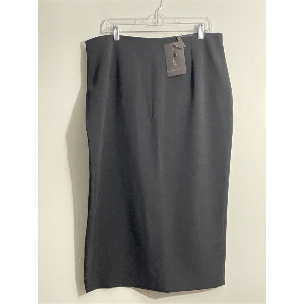 Marina Rinaldi Women’s Black Cady Pencil Skirt Size 14 Elegant Minimalist Office